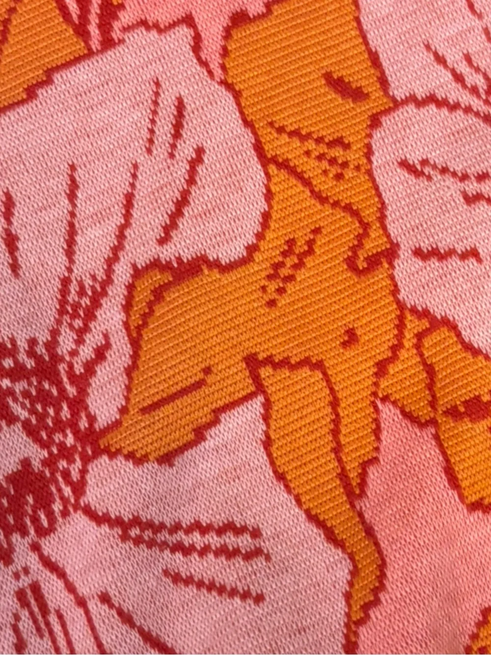 Zara Pink & Orange Floral Jacquard Knit Crop Top